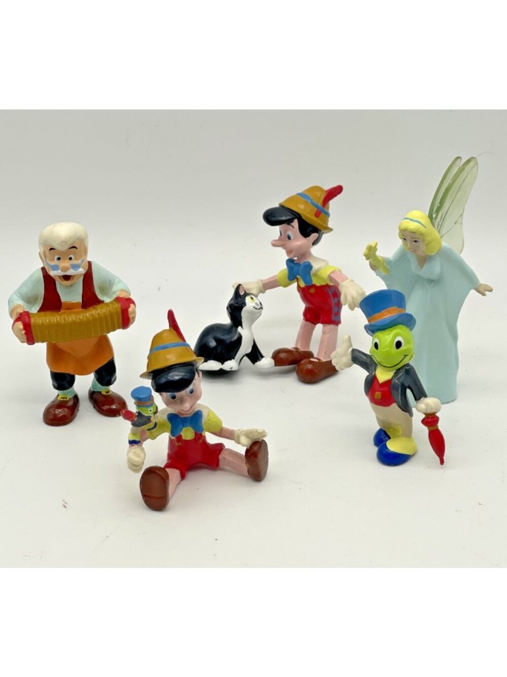 READ Vtg Disney Applause Pinocchio Figaro Blue Fairy Jiminy Cricket Geppetto Lot